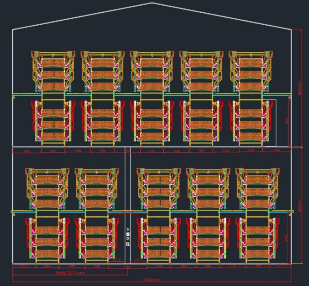 9CLXD-2-6324型楼房式双六层层叠式行车喂料养殖设备